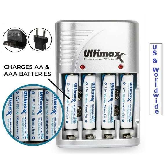 4AA Battery + Home Charger for Fujifilm FinePix S4400 S4500