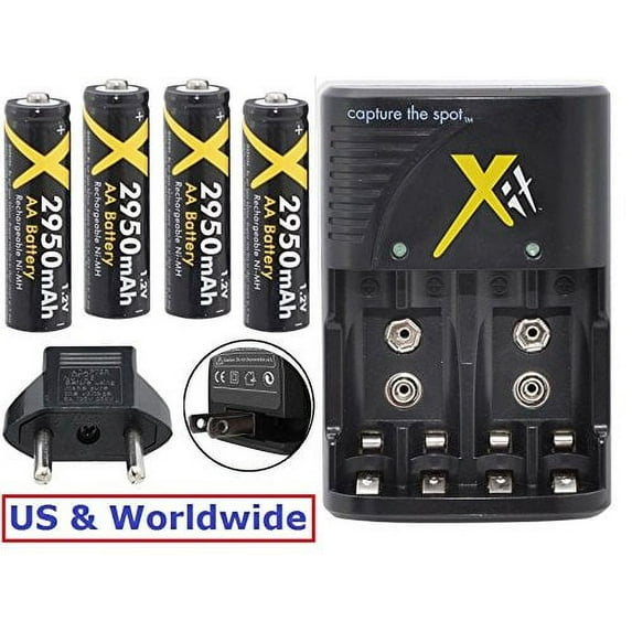 4AA Battery With 110/220V US & Worldwide Quick Travel Charger For Samsung WB110