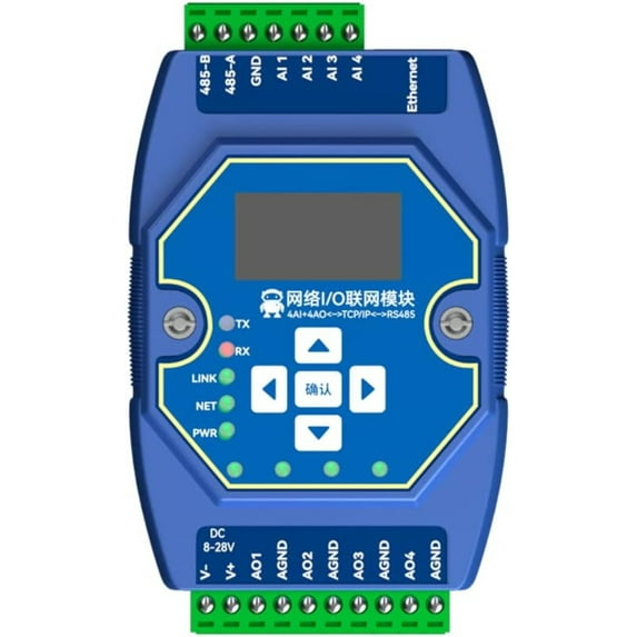4AI+ 4AO RS485 Etherent Switch Value Acquisition Controller ME31-XAXA0404 ModBus TCP RTU I/O Networking Module 8-28V