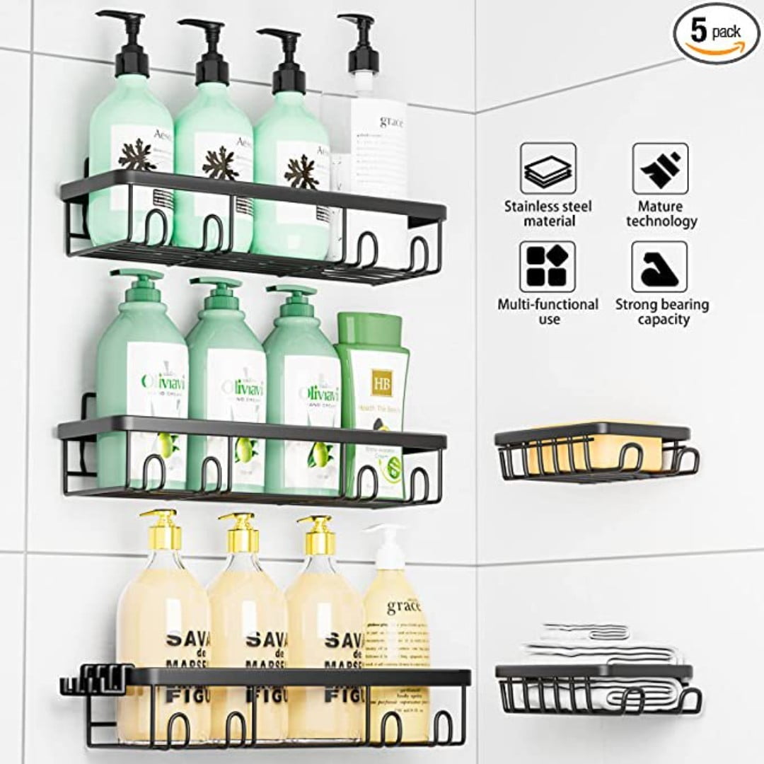 Adhesive Plastic Shower Caddy, for Angle and Straight Wall, Bathroom Storage  Organizer, Drill Free (Set of 2) (Green) 