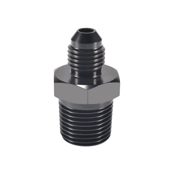 4AN Male Flare to 3/8" NPT Pipe Fitting Adapter, Aluminum Straight 4AN to 3/8 NPT Male Hose Fitting Adapter for Automotive Replacement Fuel System Fittings(Black Anodized)
