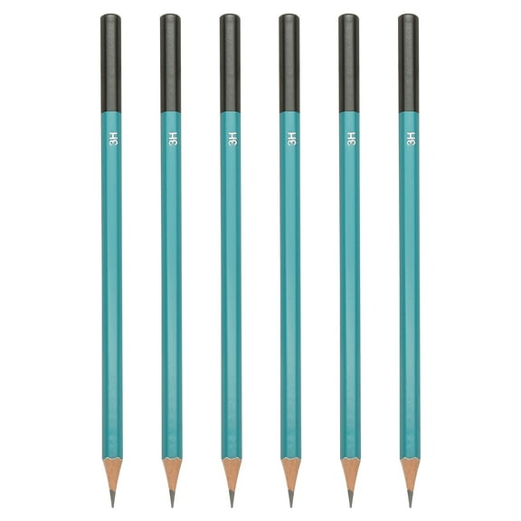 Uxcell 3H Drawing Pencils for Sketching, 6PCS Sketch Pencils for Drawing Art Pencils Graphite Wood Pre-sharpened for Drawing Sketching Artist, Hexagonal, Black Refill, Green/Black Pole