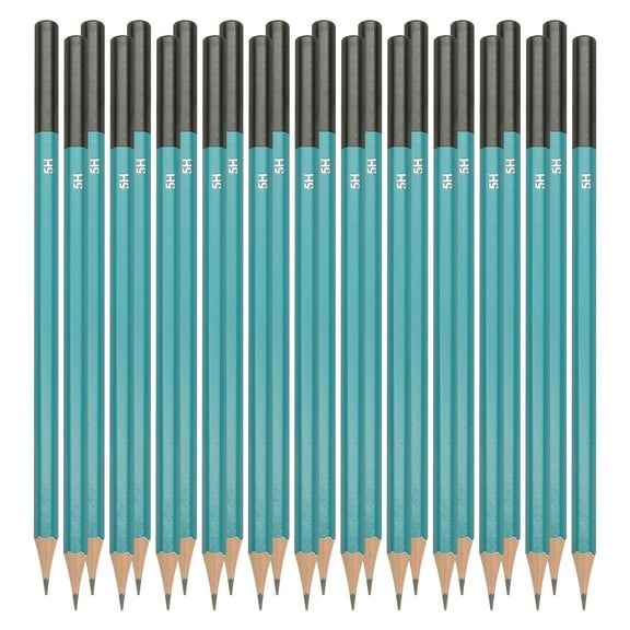 Uxcell 5H Drawing Pencils for Sketching, 24PCS Sketch Pencils for Drawing Art Pencils Graphite Wood Pre-sharpened for Drawing Sketching Artist, Hexagonal, Black Refill, Green/Black Pole