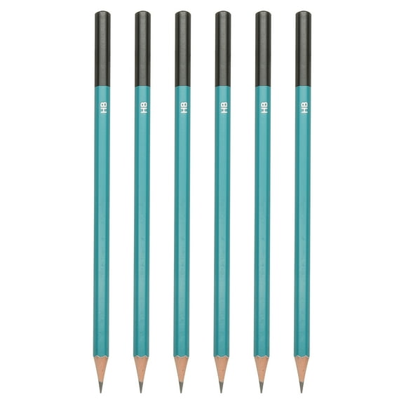Uxcell HB Drawing Pencils for Sketching, 6PCS Sketch Pencils for Drawing Art Pencils Graphite Wood Pre-sharpened for Drawing Sketching Artist, Hexagonal, Black Refill, Green/Black Pole