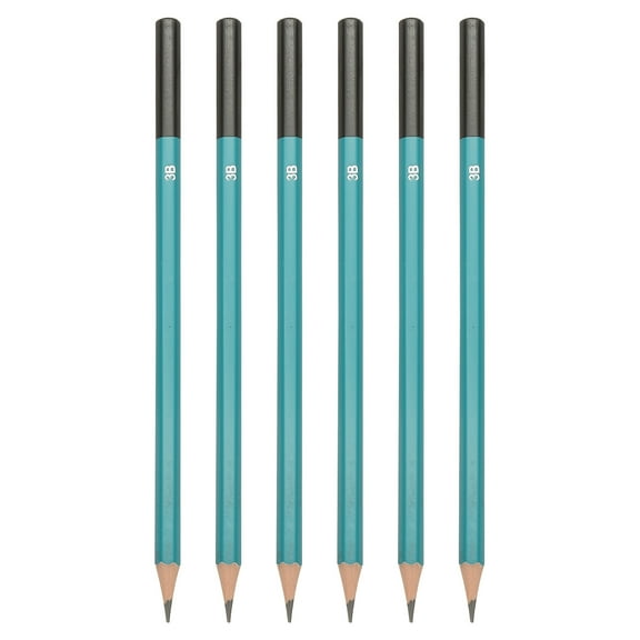 Uxcell 3B Drawing Pencils for Sketching, 6PCS Sketch Pencils for Drawing Art Pencils Graphite Wood Pre-sharpened for Drawing Sketching Artist, Hexagonal, Black Refill, Green/Black Pole