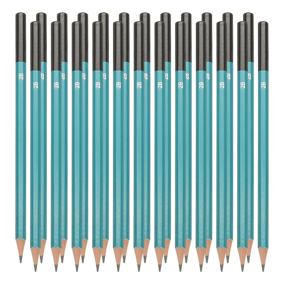 Uxcell 2B Drawing Pencils for Sketching, 24PCS Sketch Pencils for Drawing Art Pencils Graphite Wood Pre-sharpened for Drawing Sketching Artist, Hexagonal, Black Refill, Green/Black Pole