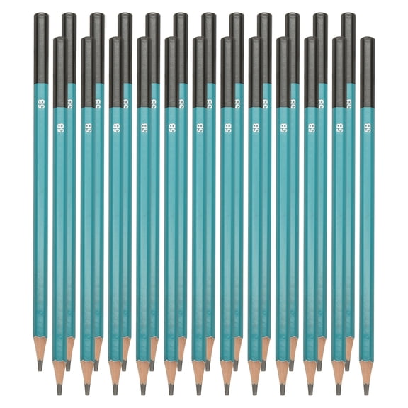 Uxcell 5B Drawing Pencils for Sketching, 24PCS Sketch Pencils for Drawing Art Pencils Graphite Wood Pre-sharpened for Drawing Sketching Artist, Hexagonal, Black Refill, Green/Black Pole