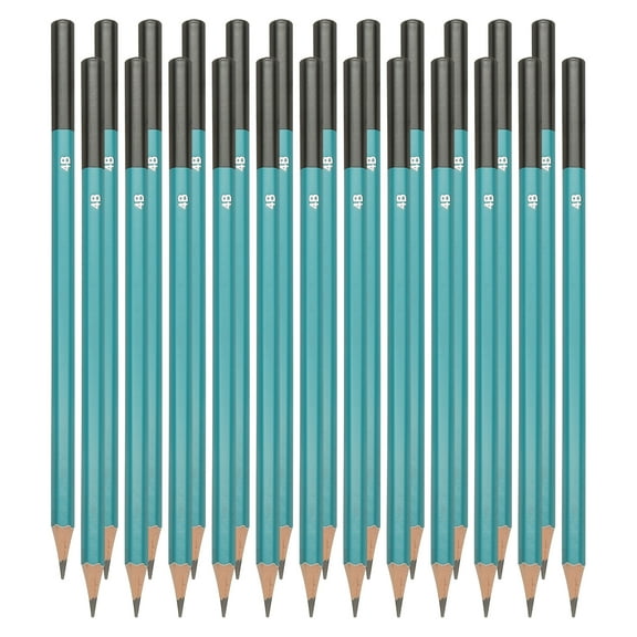 Uxcell 4B Drawing Pencils for Sketching, 24PCS Sketch Pencils for Drawing Art Pencils Graphite Wood Pre-sharpened for Drawing Sketching Artist, Hexagonal, Black Refill, Green/Black Pole