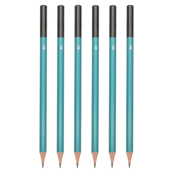 Uxcell 4H Drawing Pencils for Sketching, 6PCS Sketch Pencils for Drawing Art Pencils Graphite Wood Pre-sharpened for Drawing Sketching Artist, Hexagonal, Black Refill, Green/Black Pole