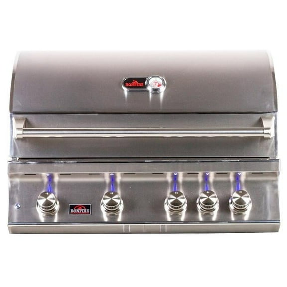 4BU 34 in. 4 Burner Grill on Cart with Rotisserie Kit & Cover