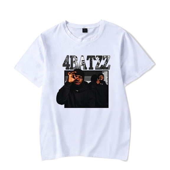 4Batz Printed T-shirt Hip Hop Style Short Sleeve Streetwear Crewneck Fashion Top Tee