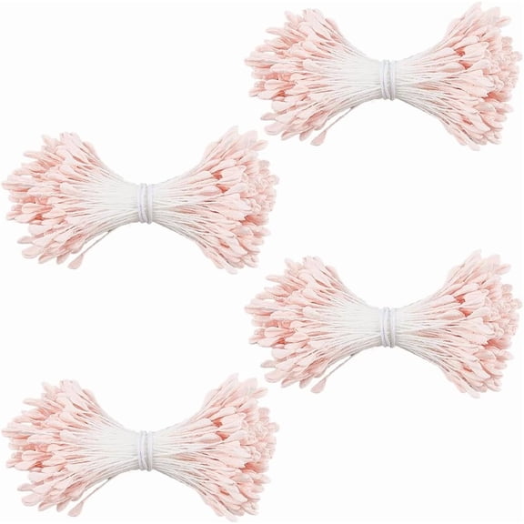 4Bundle Gypsum with Cotton Cord Artificial Flower Core Pink 60x3x2mm 350pcs/bundle