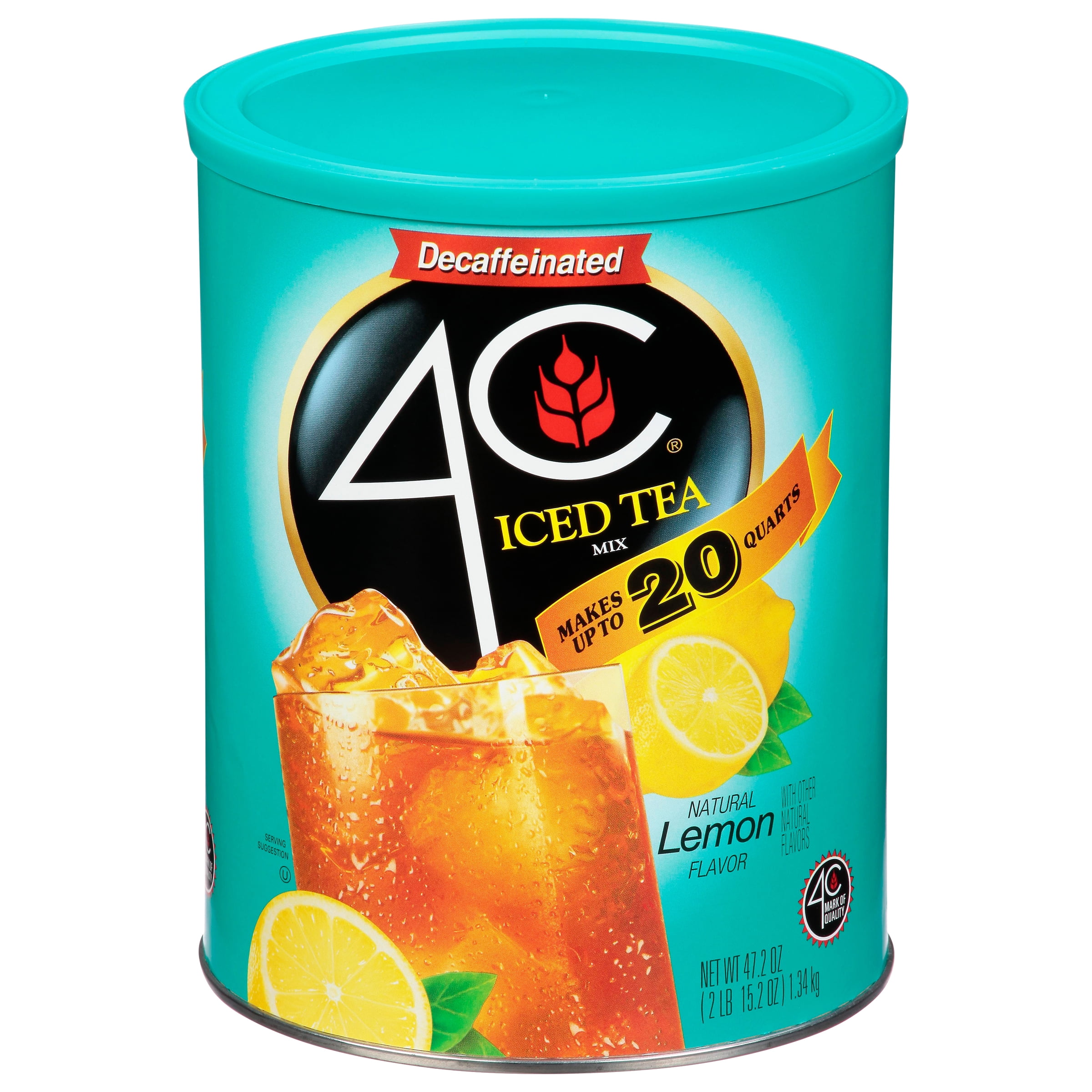 4C Decaf Iced Tea Mix, Lemon, 47.2 oz, 1 Ct
