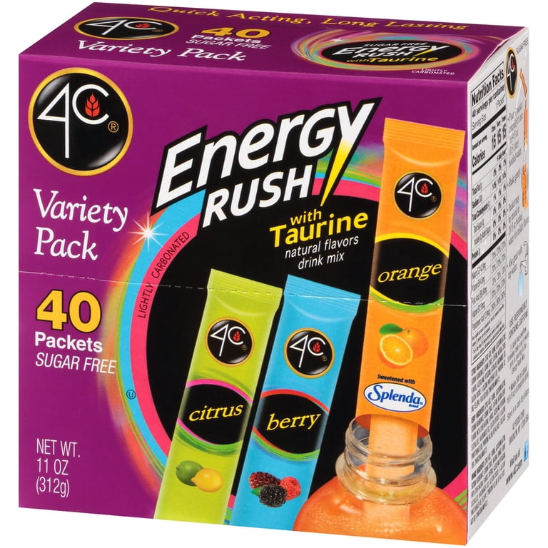 4C Energy Rush Sugar-Free Drink Mix Variety Pack, 40 ct. Packets