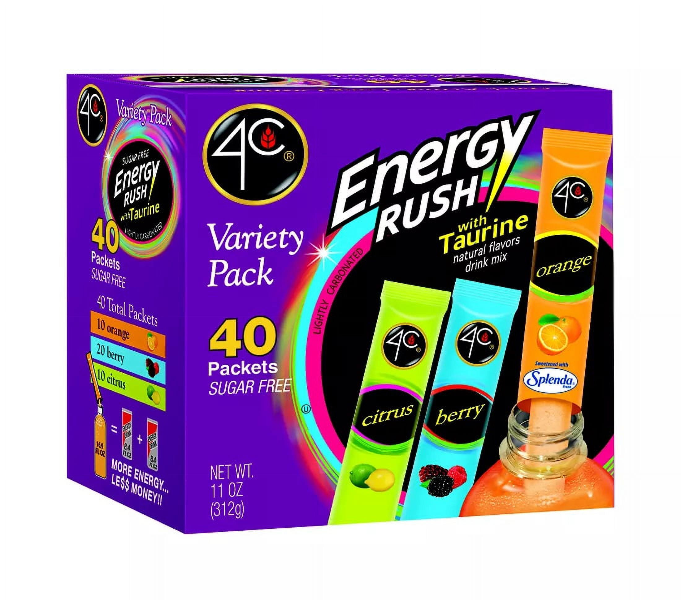 4C Energy Rush Flavored Powders Variety Pack, 40 ct.