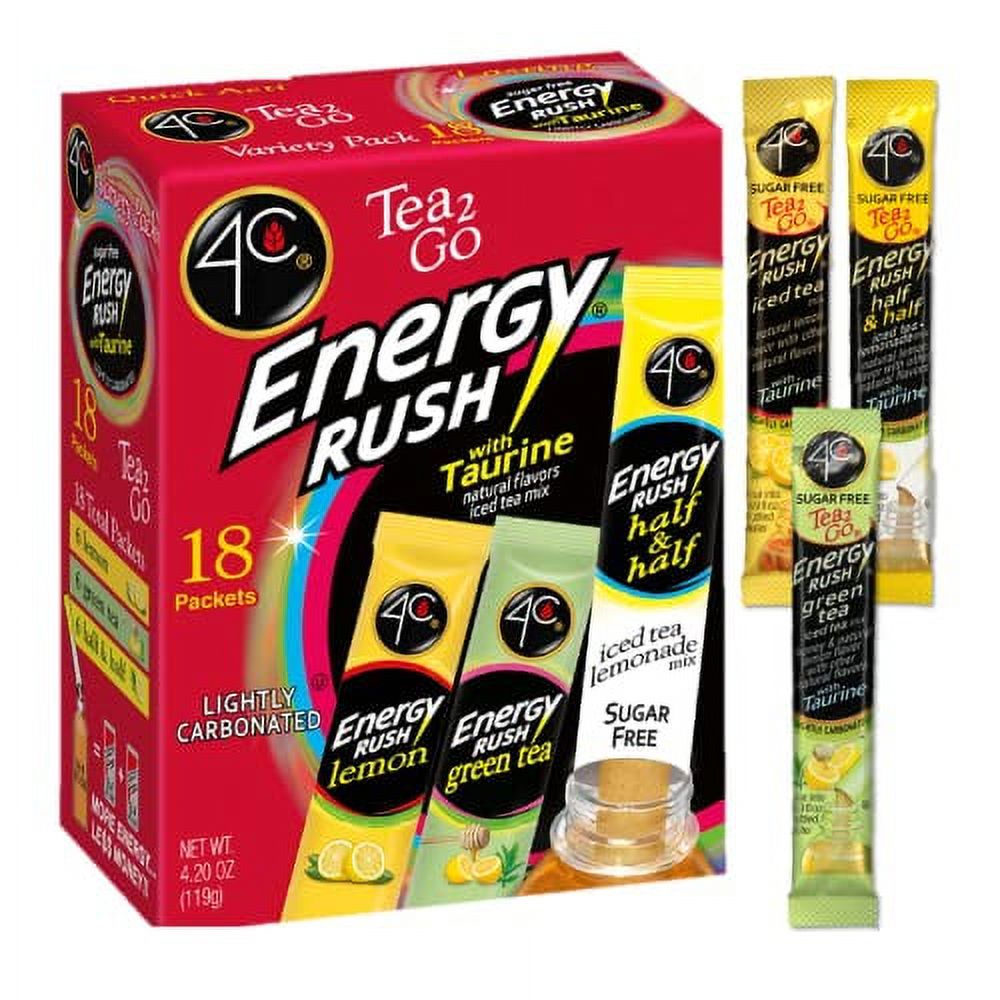 4C Energy Rush Stix, Iced Tea Variety 1 Pack, 18 Count, Single Serve