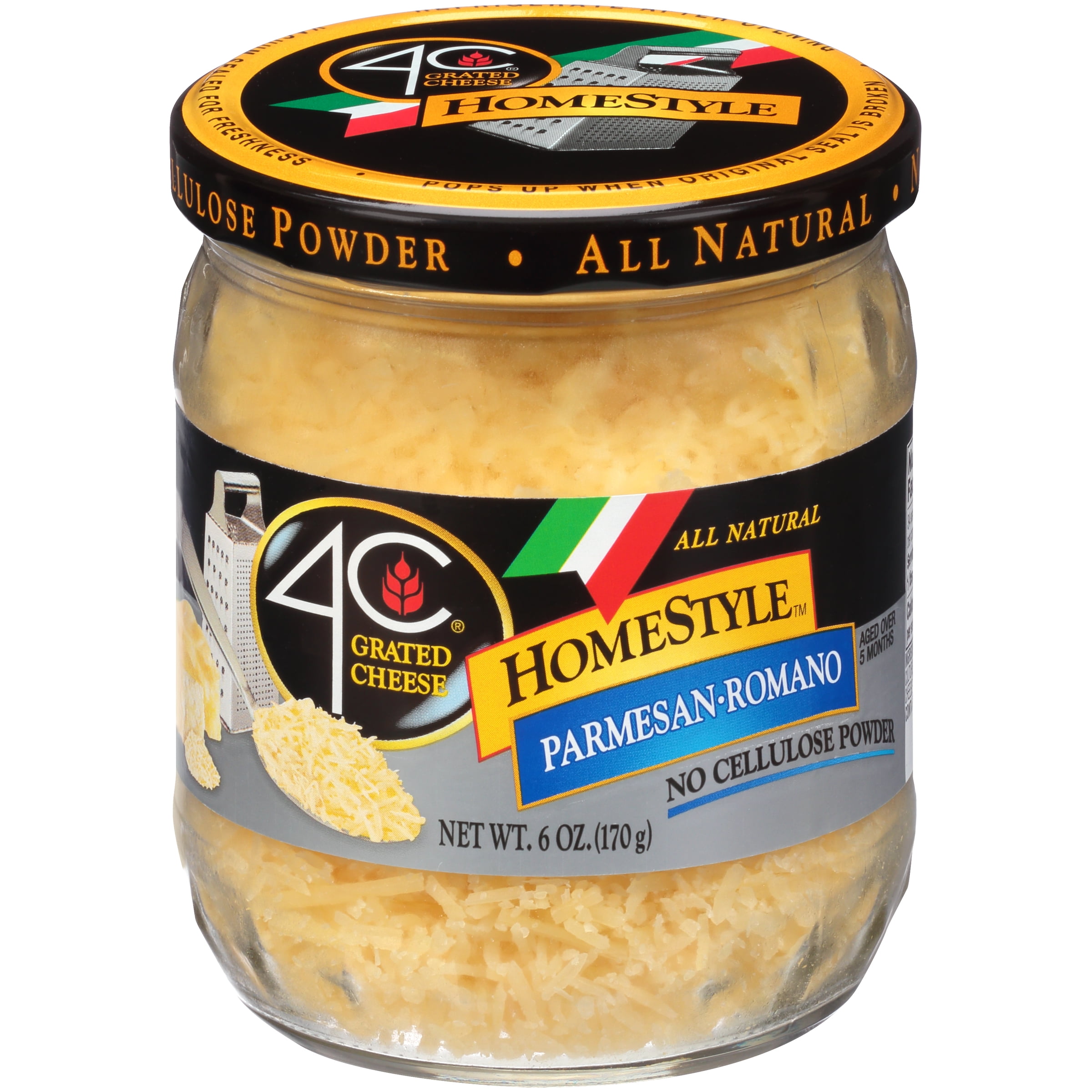 4C Grated Cheese Homestyle All Natural Parmesan-Romano, 6.0 OZ