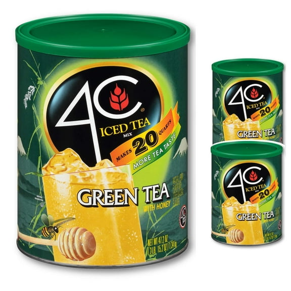 Pack of 2 - 4C Green Tea Antioxidant Iced Tea Mix | Family Sized Cannister | Thirst Quenching Flavor | 20 Quarts (Green Tea, 2 Pack) Packaging May Vary