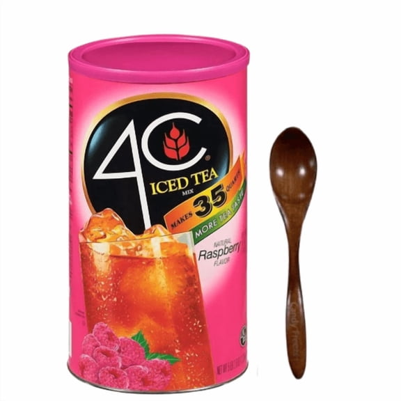 4C Iced Tea Raspberry Flavored Powdered Drink Mix 82.6 oz Per Canister (Raspberry) Candy Freezer Wooden Spoon
