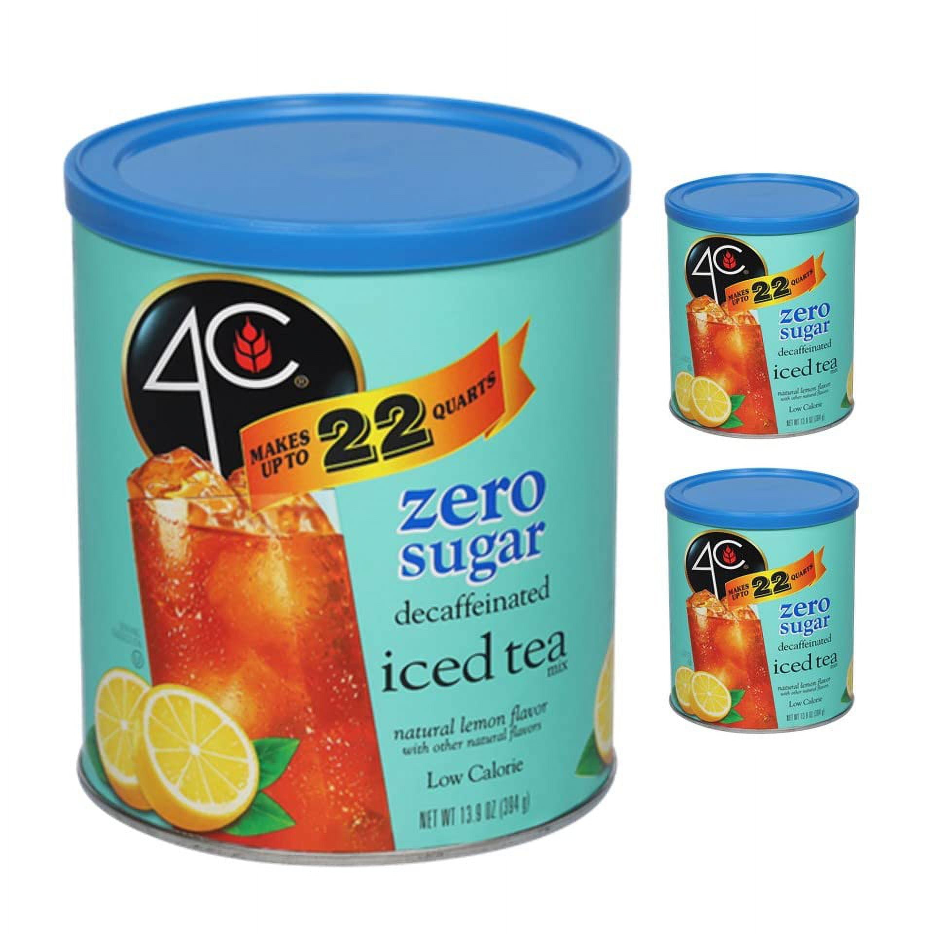 4C Instant Light Decaf Iced Tea Powder, Lemon Flavored, 22