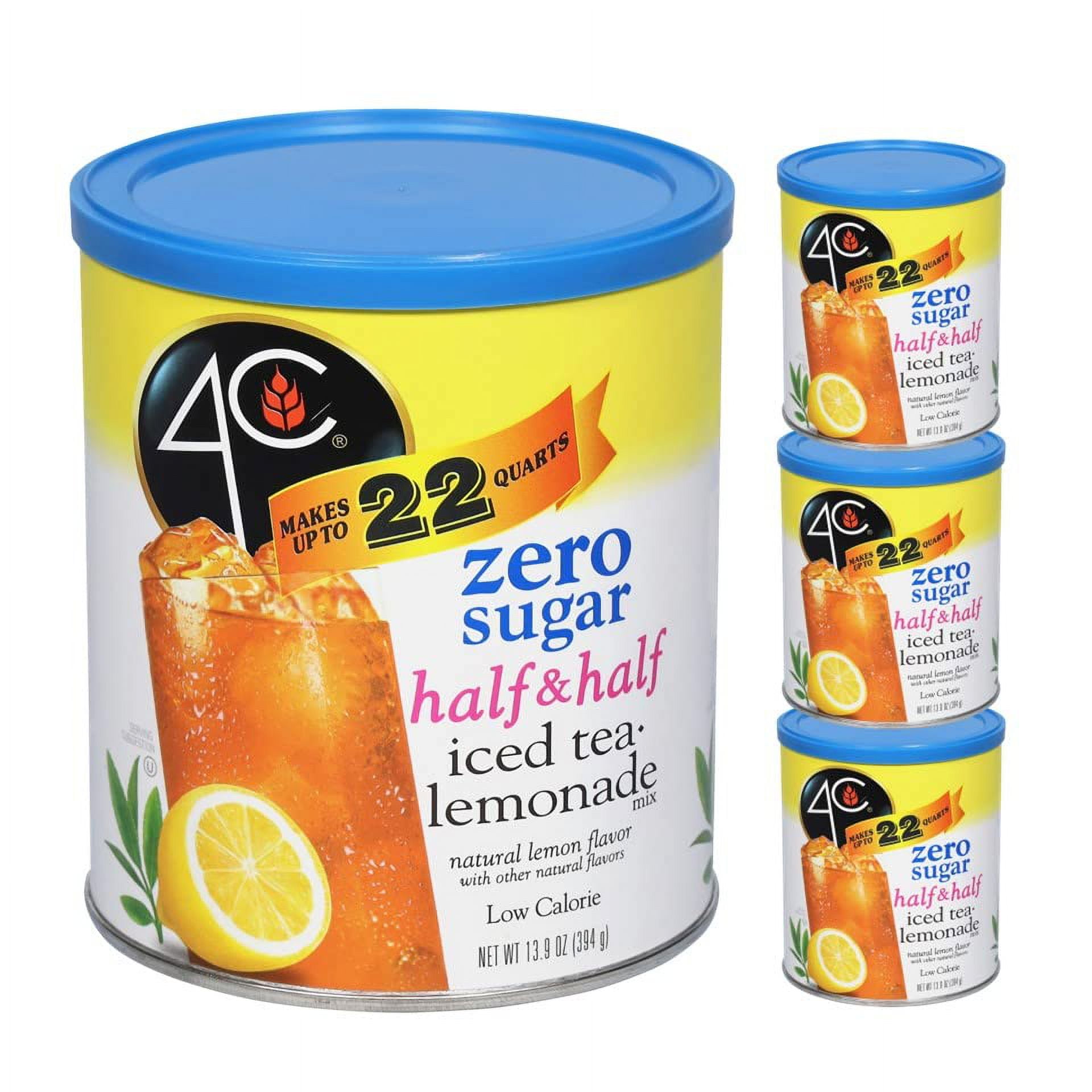 4C Light Powdered Drink Mix Cannisters, Zero Sugar Half & Half 3 Pack