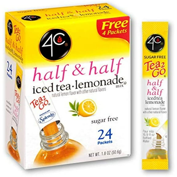 4C Powder Drink Mix Packets, Half & Half, 24 Count, Singles Stix On The Go, Refreshing Sugar Free Water Flavorings (Half & Half, 24 Count (Pack Of 3))