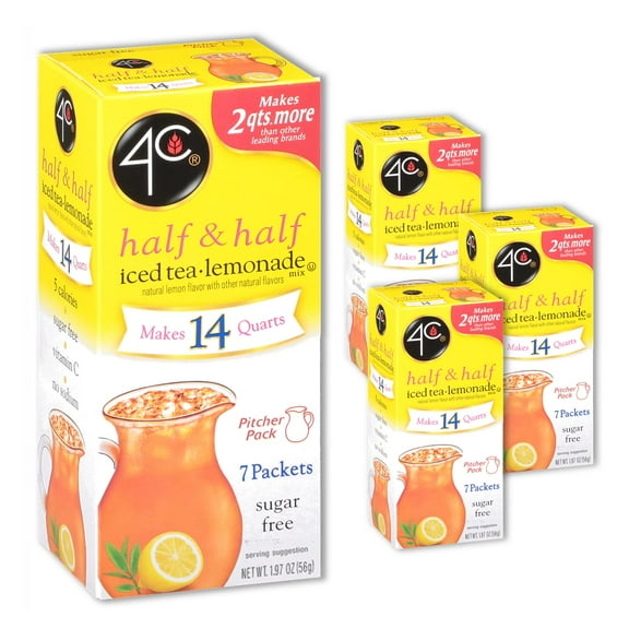 4C Powder Drink Mix, Sugar Free Pitcher Packs, Refreshing Water Flavorings, Makes 2 Quarts Each Packet (Lemonade, 7 Count (Pack of 3))