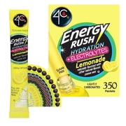 4C Powder Energy Rush Stix, Energy Rush - Lemonade Electrolyte 350 Count, Bulk Buy, Singles Stix, On the Go, Refreshing Water Flavorings, Value Pack