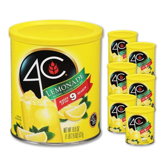 4C Powdered Drink Mix Canisters, Family Sized Bin, Thirst Quenching Flavors, 9 Quarts (Lemonade)