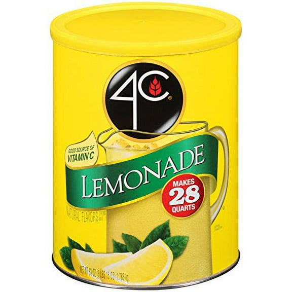 4C Powdered Drink Mix Cannisters, Lemonade, 28 Quarts, Family Sized Cannister, Thirst Quenching & Refreshing Flavors (Lemonade, 58.0 Ounce (Pack Of 1))