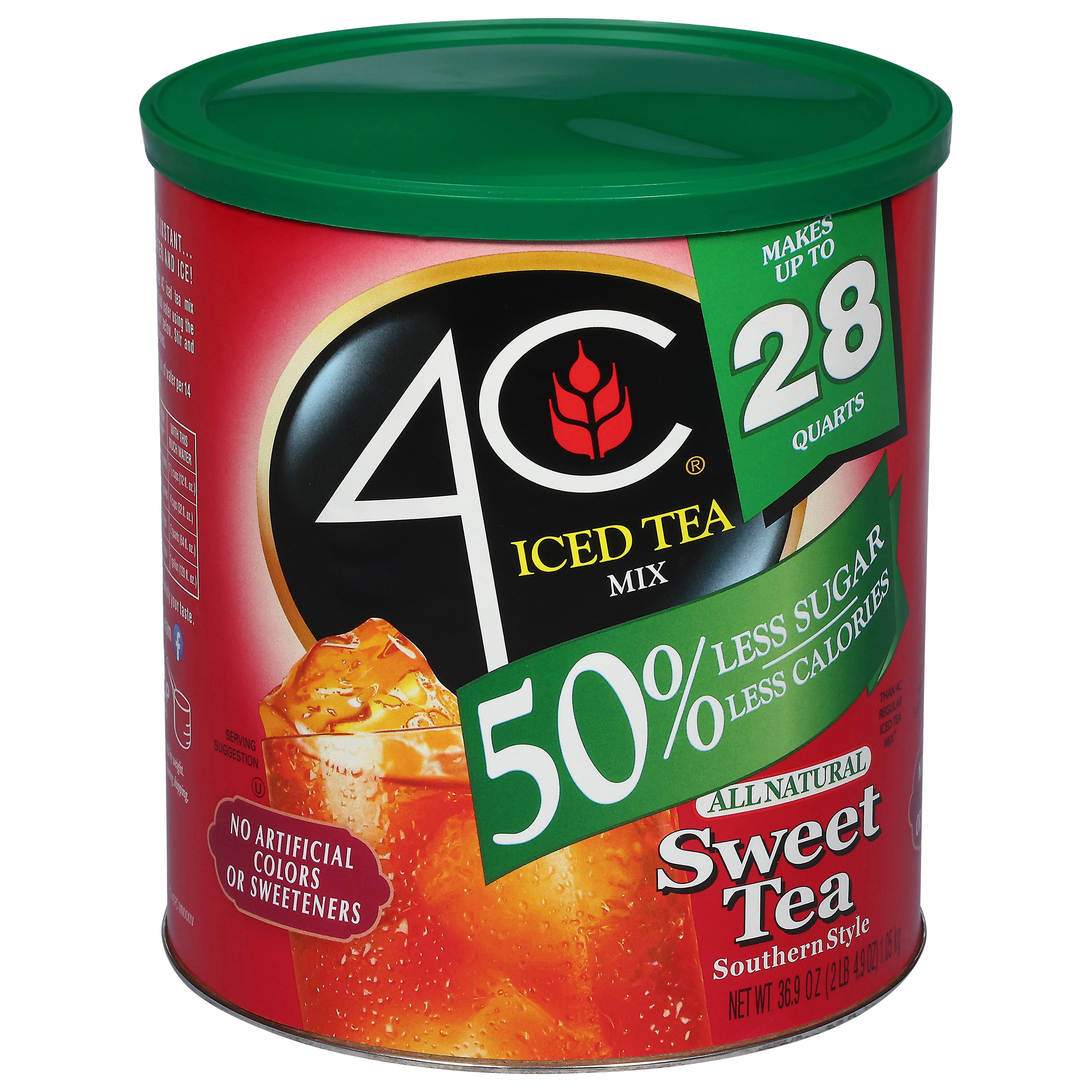 4C Reduced Sugar Sweet Iced Tea Mix, 50% Less Sugar, Natural