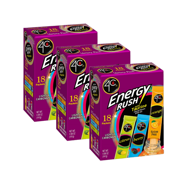 4C Sugar Free Energy Rush Drink Mix Sticks Flavor: Variety Pack, Size: 3-Pack