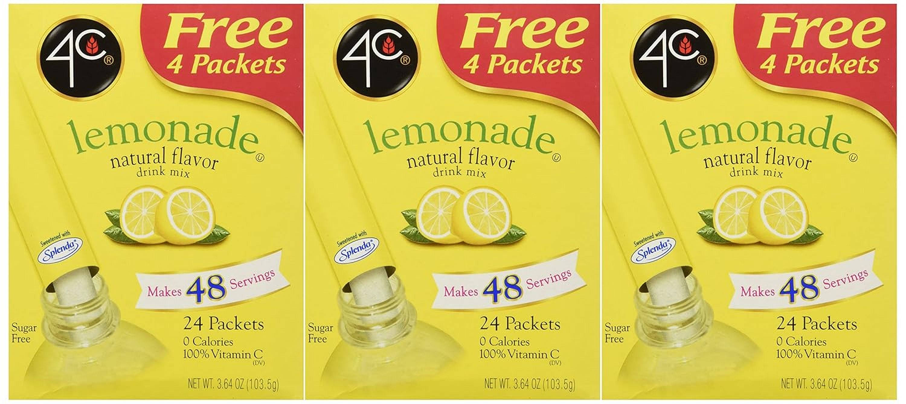 4C Totally Light 2 Go Lemonade, Sugar Free, 20Count Boxes (Pack of 3