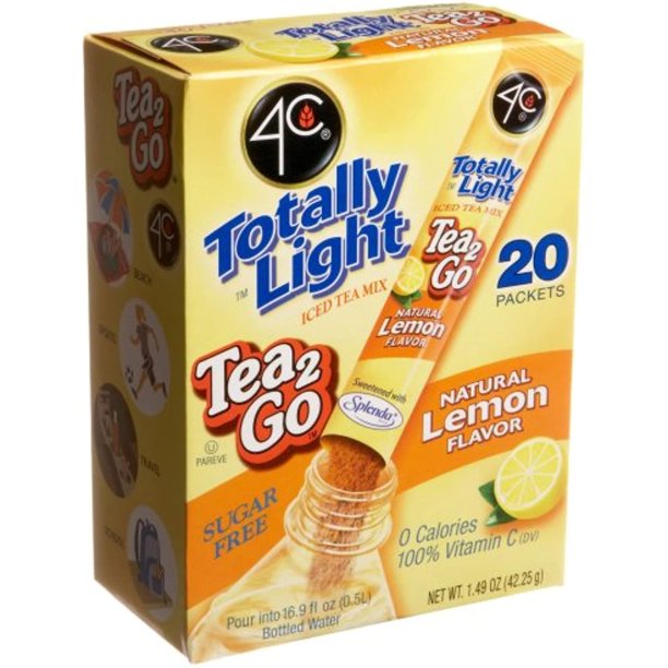 4C Totally Light Tea 2 Go Lemon Ice Tea Mix, Sugar Free, 20Count Boxes