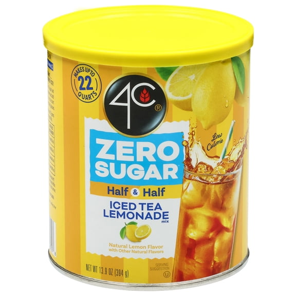 4C Zero Sugar Half & Half Iced Tea/Lemonade Mix 13.9 oz. Canister