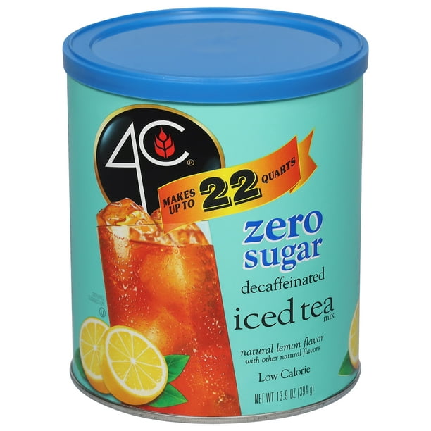 4C Zero Sugar Decaf Lemon Iced Tea Mix for Breakroom Kitchen