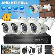 4CH 1080P Wired Security Camera System,DFITO 4pcs HD Outdoor Home Surveillance Cameras Night Vision Remote Access Motion Alert