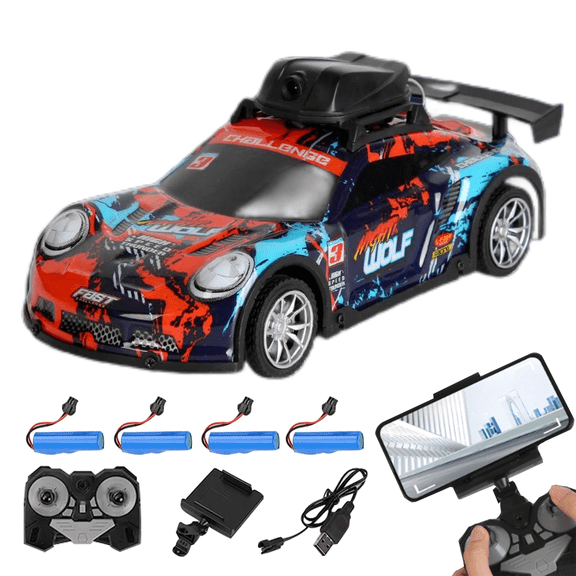 4CH RC Car with Camera, HD Real-Time Video RC Drift Car, APP Controlled Vehicle with Lights, RC Racing Toys for Adults