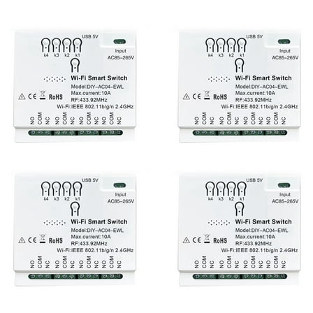4CH Tuya WiFi Smart Switch DIY 85-265V 5V 2.4G WiFi Home Automation Module for IFTT Alexa Home