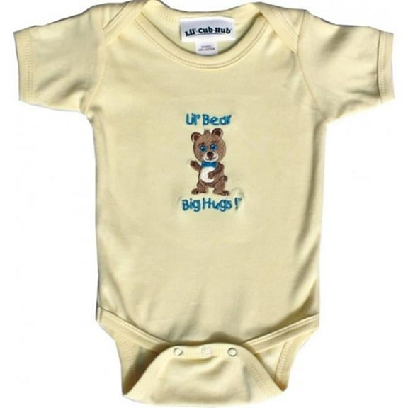 4CSSOBBY-36 Boy Bear Yellow Short Sleeve One Piece - 3-6 months