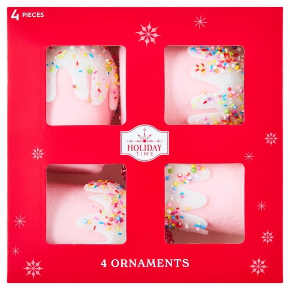 4-Count Pink and White Cupcake Christmas Ornaments, 5", by Holiday Time