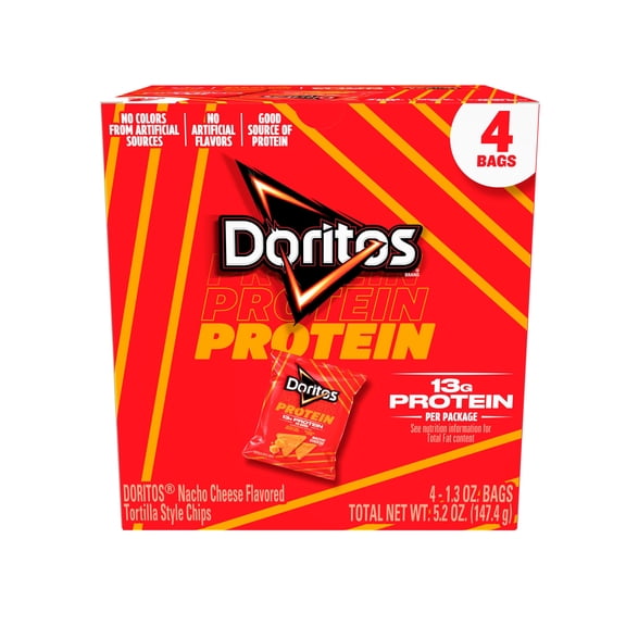 Doritos Protein Nacho Cheese Tortilla Chips Bag 5.2 oz Multipack