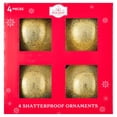 thumbnail image 1 of 4-Count Gold Beaded Shatterproof Christmas Ornaments, 4", by Holiday Time, 1 of 5