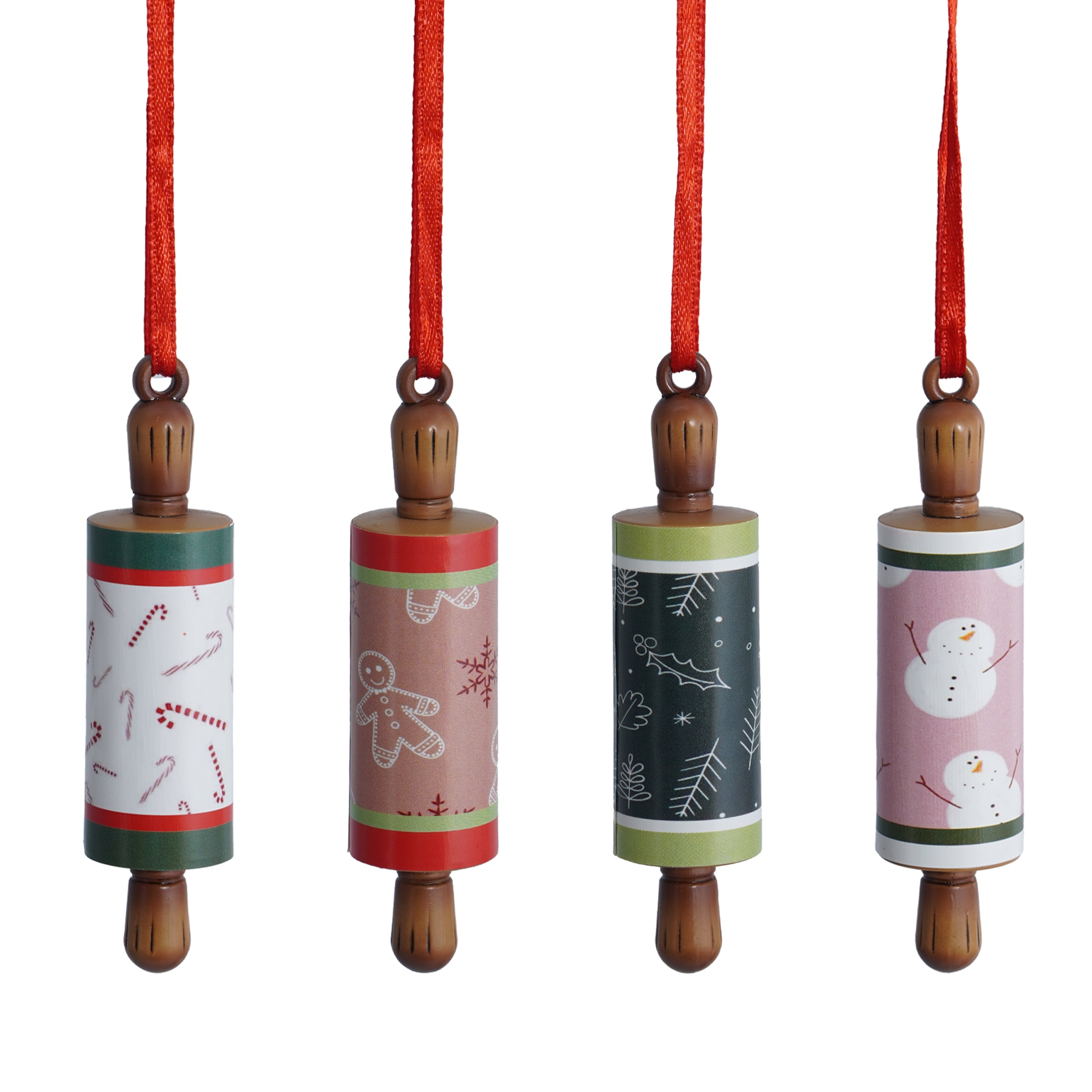 4-Count Multicolor Rolling Pin Mini Christmas Ornaments, 3", by Holiday Time