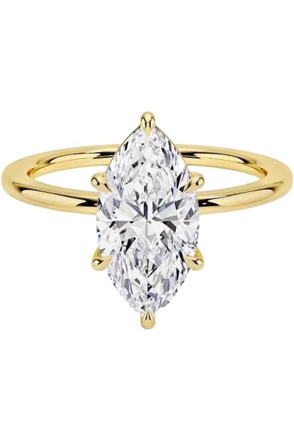 4CT Marquise Cut Moissanite Engagement Ring, 6 Prong Hidden Halo Solitaire Ring