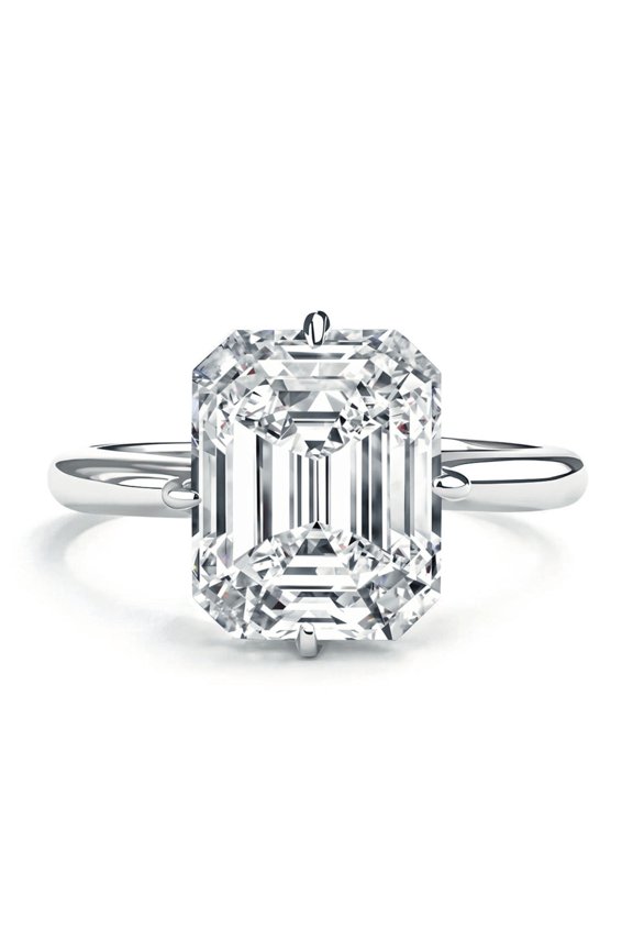 4CT Moissanite Rings for Women D Color VVS1 Clarity Emerald/Radiant Cut Engagement Ring 925 Sterling Silver Diamond Ring Size 5-9