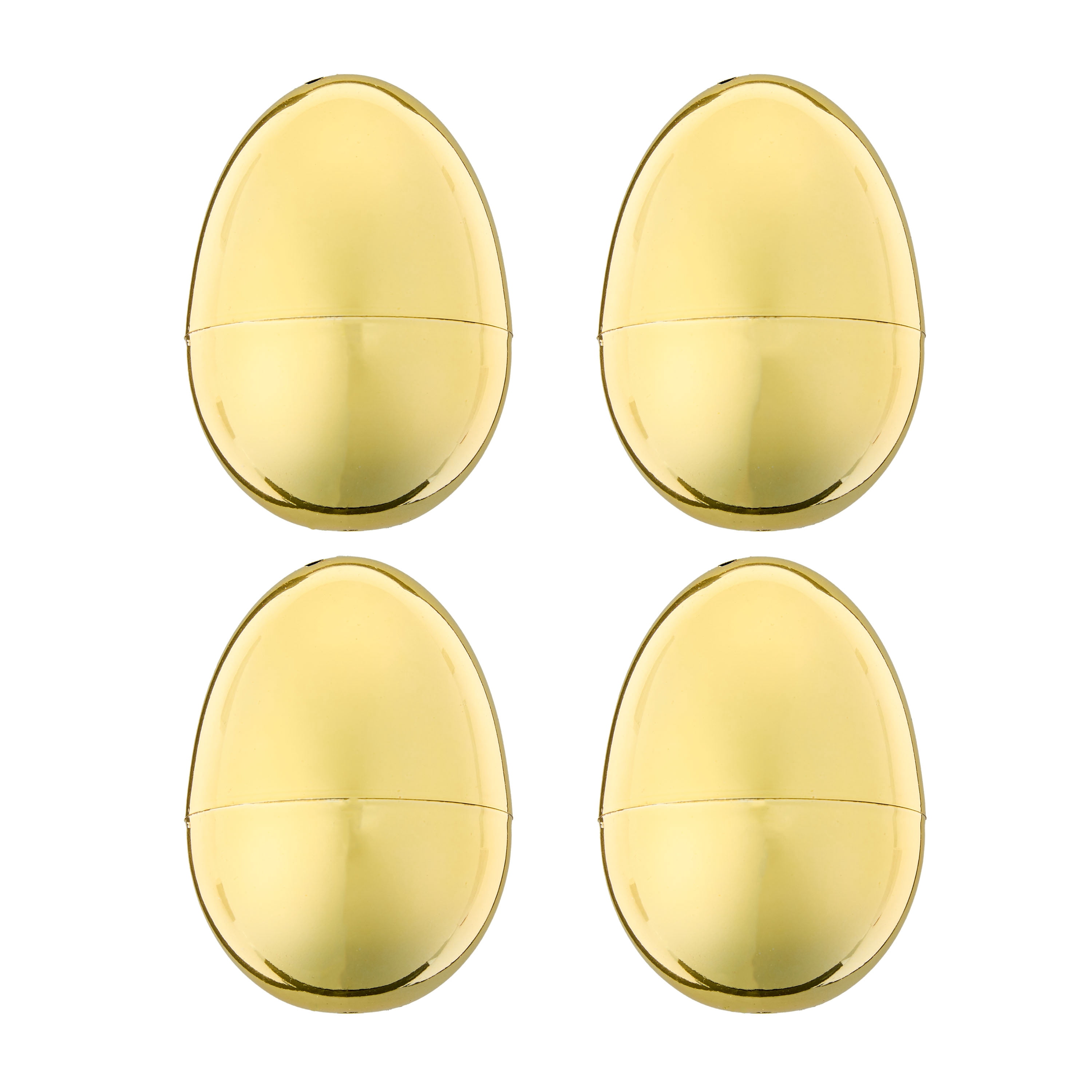 Way To Celebrate Fillable Easter Eggs, Metallic Gold, 4 in, 4 Count