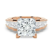 ESTE ORIGIN 4CT Princess Cut Moissanite Diamond Prong set Engagement Ring for Women, 18K Rose Gold, US 8.5