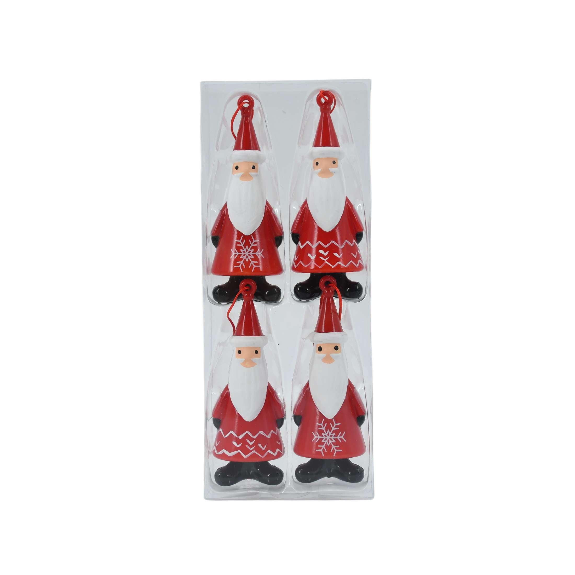 Red and White Mini Santa Christmas Ornaments, 4 Count, by Holiday Time