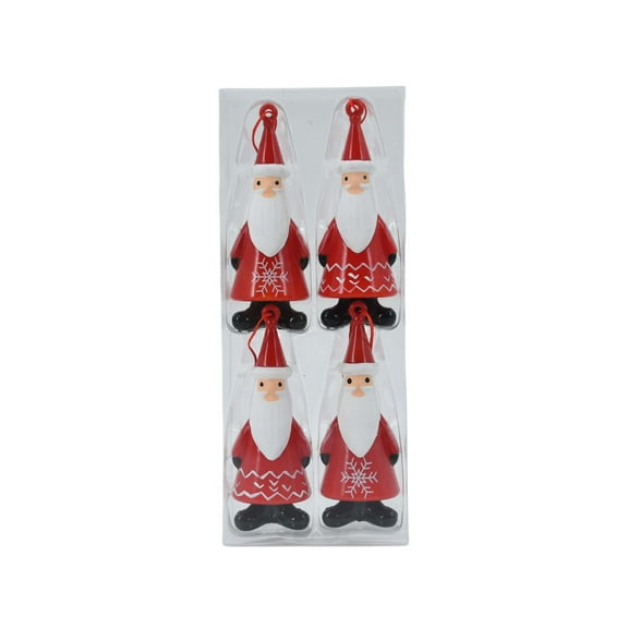 Red and White Mini Santa Christmas Ornaments, 4 Count, by Holiday Time